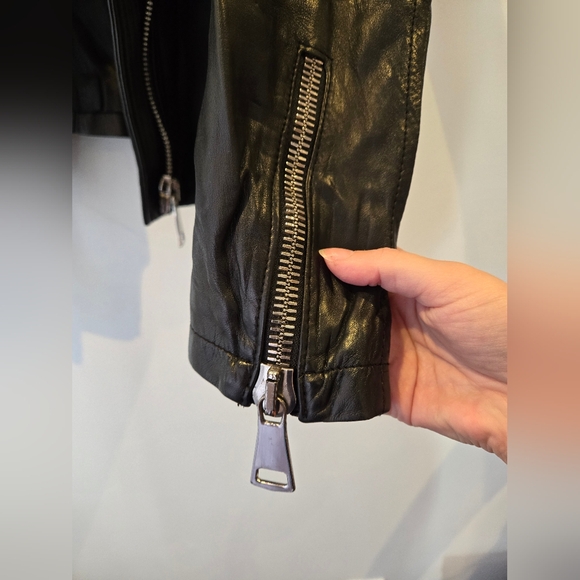 Peruzzi Leather Moto Jacket Size 38 - Picture 7 of 11